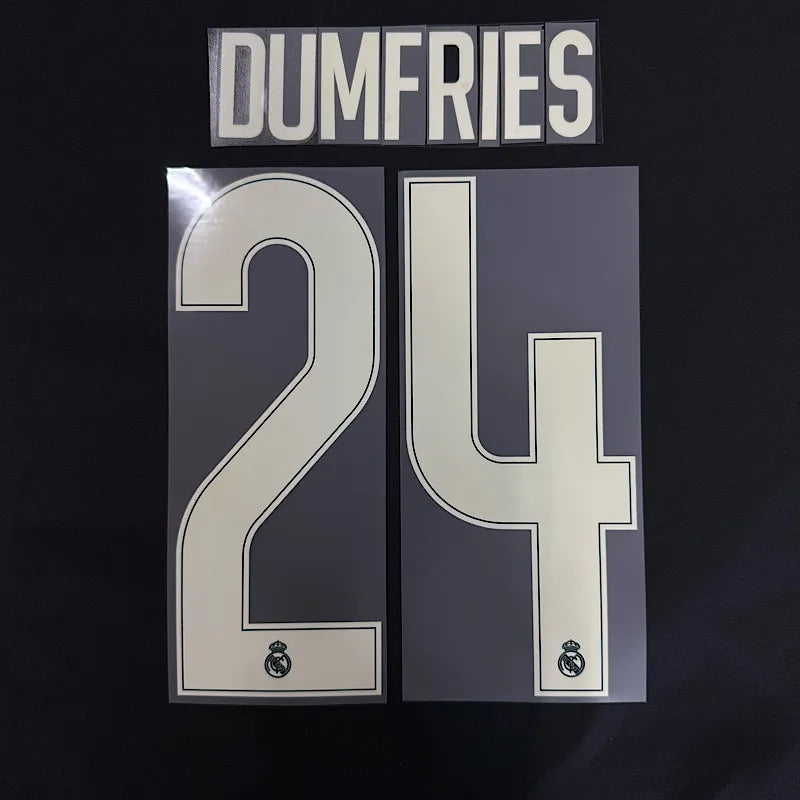 Real Madrid 2026/27 Away DUMFRIES #24 Official Name Set