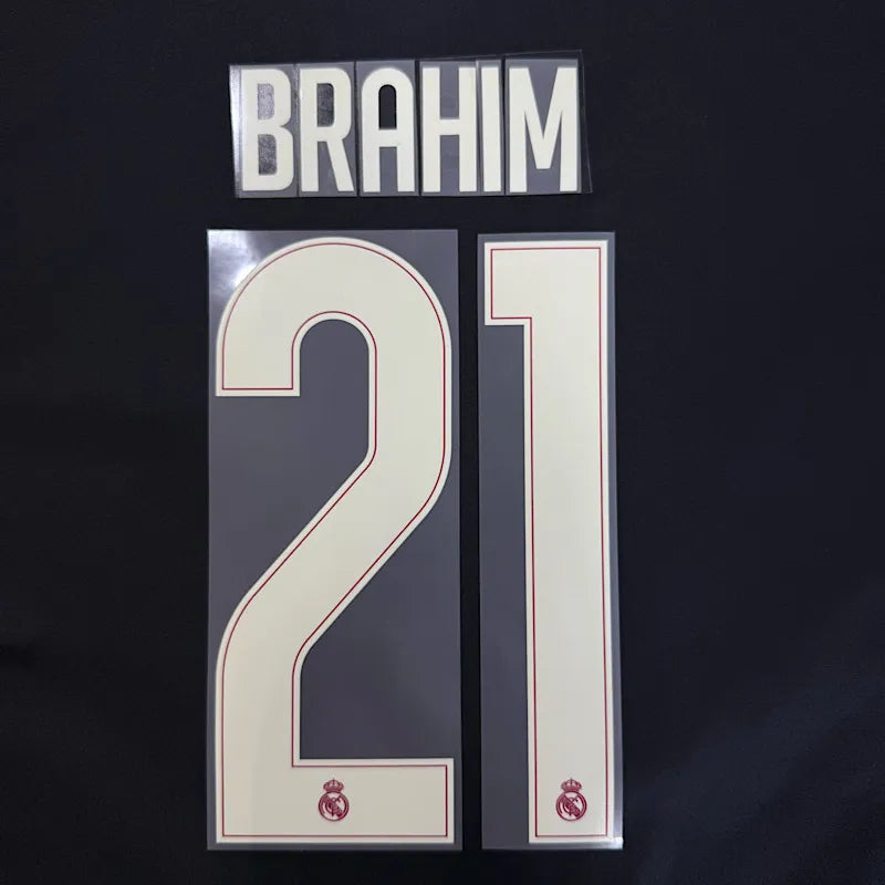 Real Madrid 2026/27 Third BRAHIM # 21 Official Name Set (CL Version)