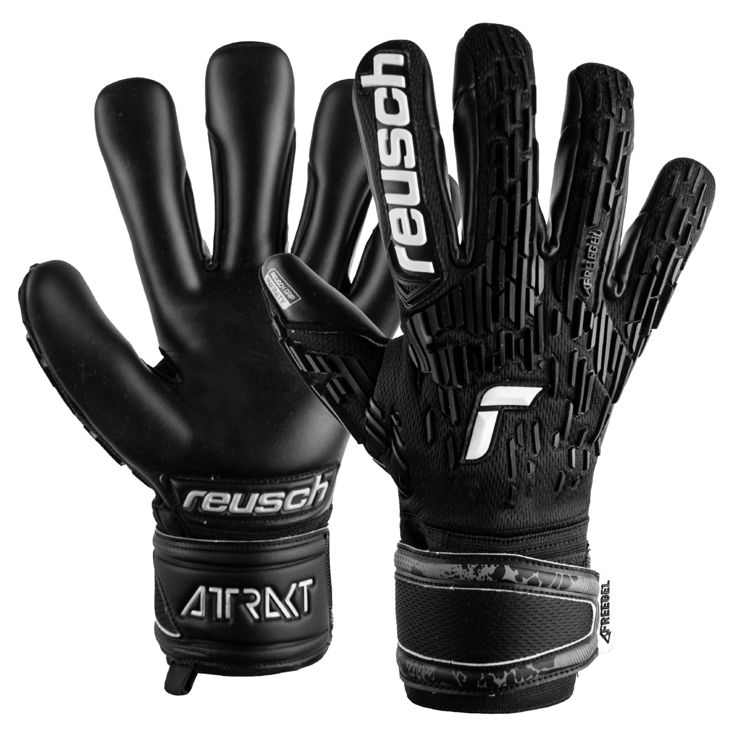 Reusch Attrakt Freegel Infinity Finger Support Goalkepper Gloves Black (Pair)