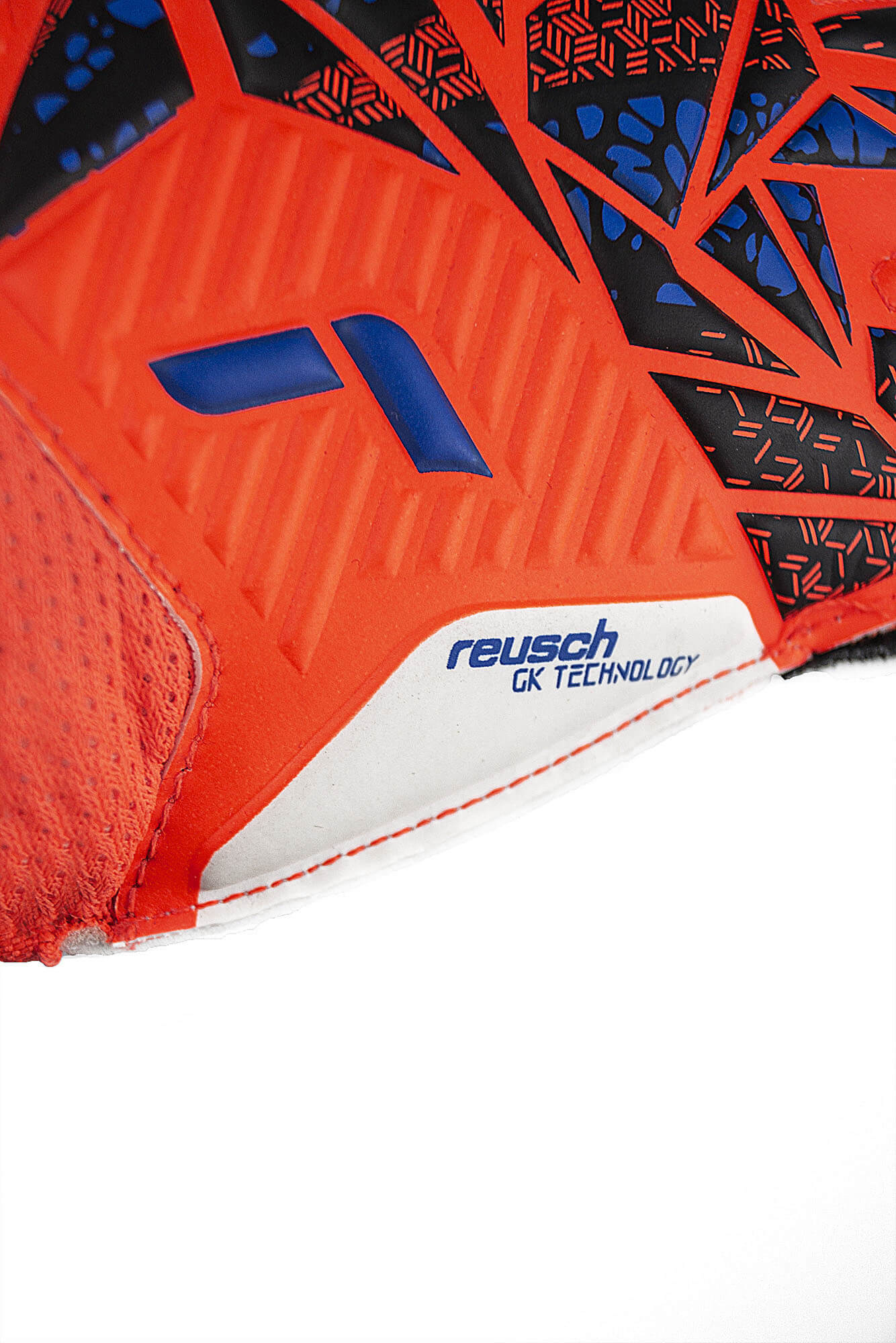Reusch JR Attrakt Solid FS Goalkeeper Glove Hyper Orange Electric Blue (Detail 2)