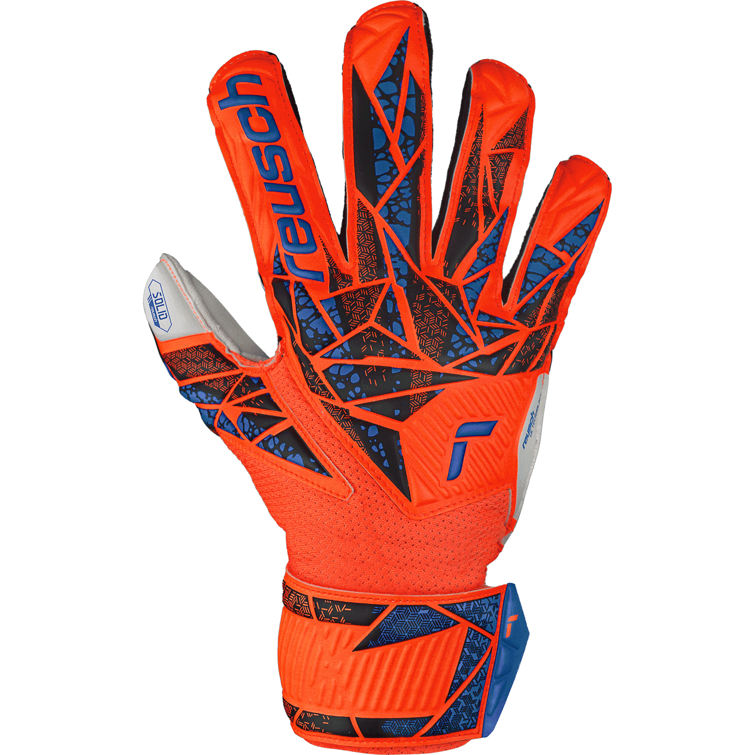Reusch JR Attrakt Solid FS Goalkeeper Glove Hyper Orange Electric Blue (Single - Outer)