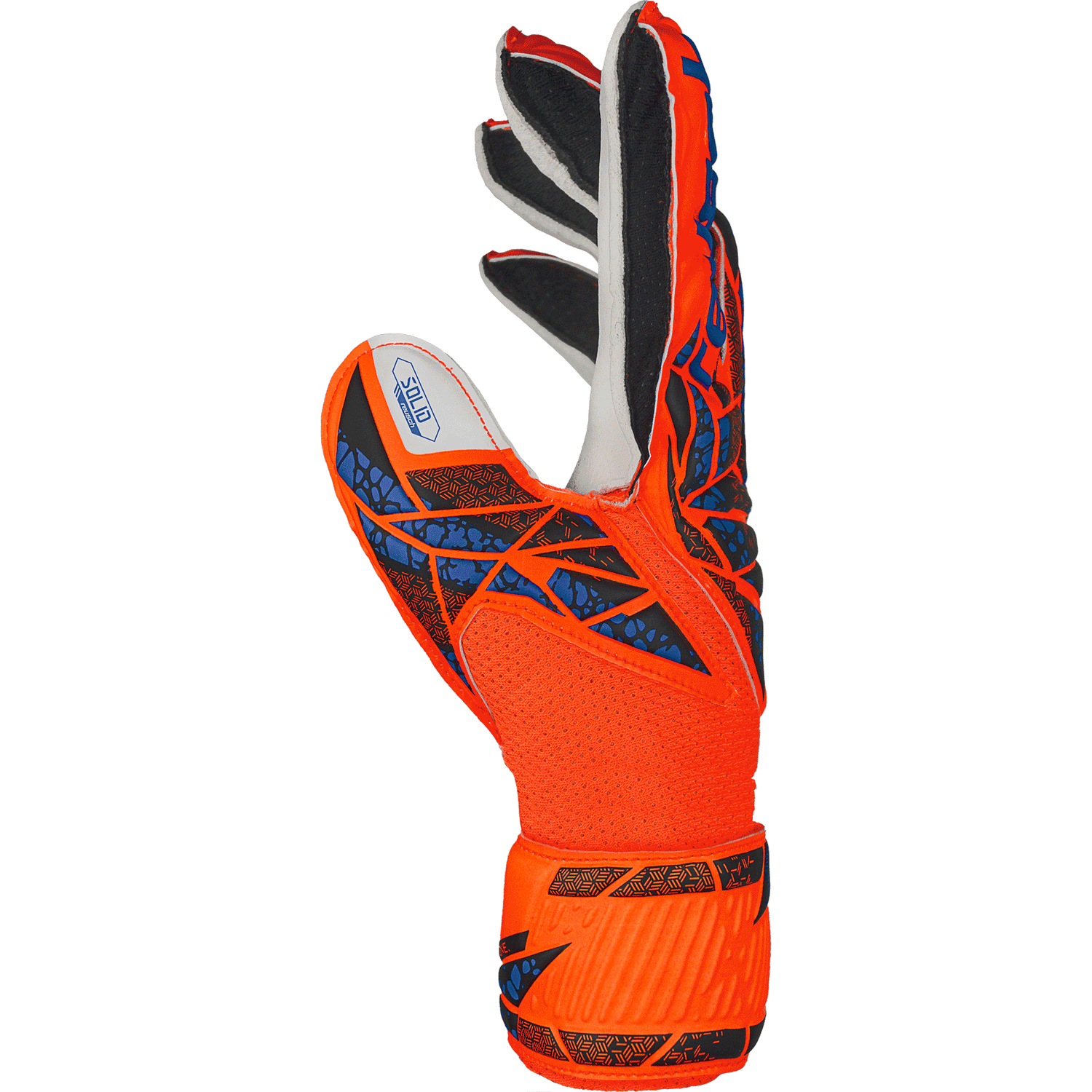 Reusch JR Attrakt Solid FS Goalkeeper Glove Hyper Orange Electric Blue (Single - Side)