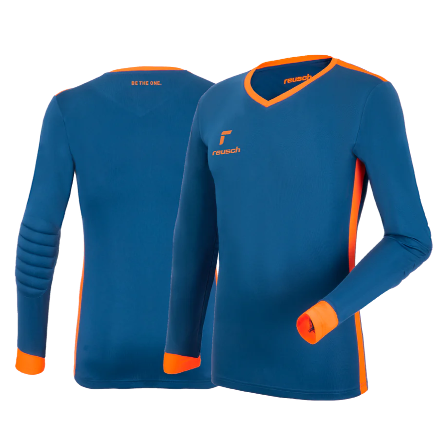 Reusch Match Long-Sleeve Padded Goalkeeper Jersey True Blue-Orange (Front and Back)