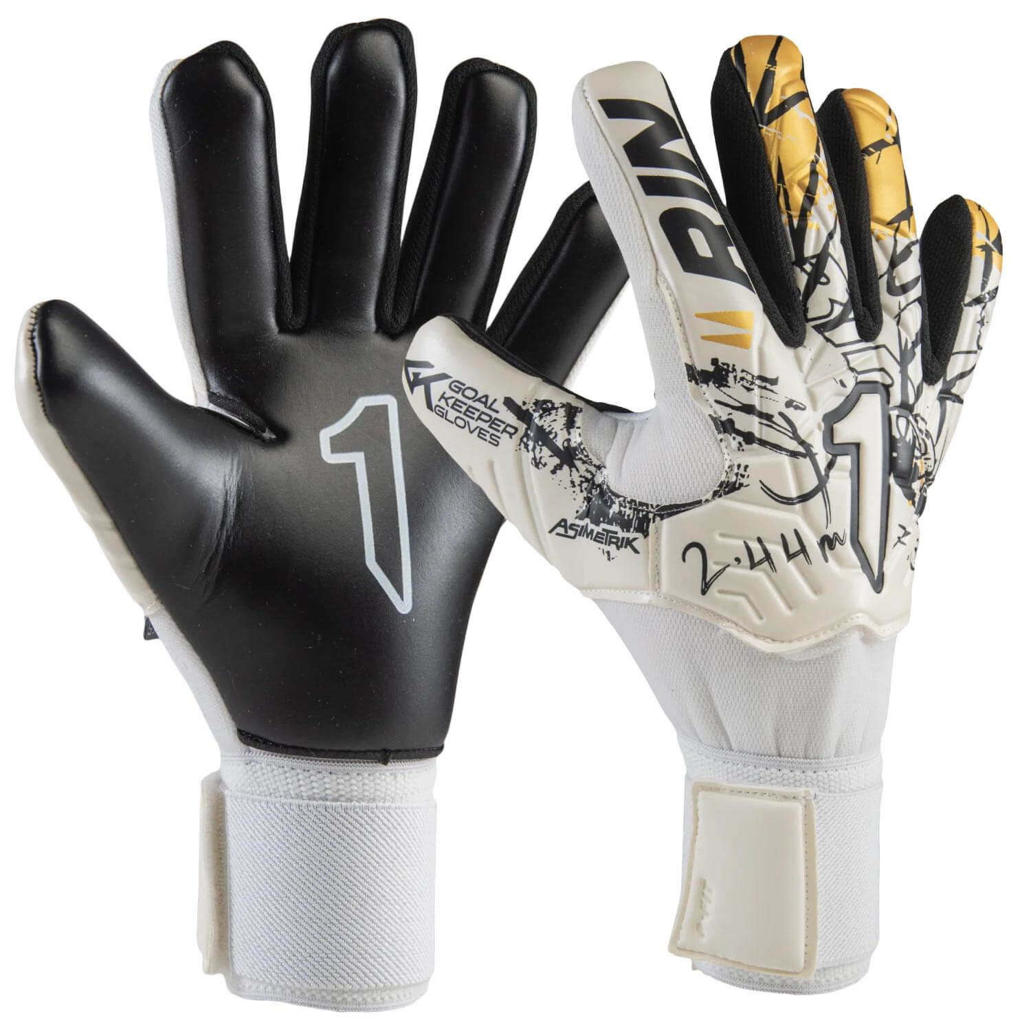 Rinat Asimetrik Training Spines Finger Protection Goalkeeper Glove White/Gold (Pair)