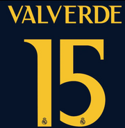 Real Madrid 2023/24 Away Valverde #15 Youth Jersey Name Set