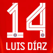 Bayern Munich 2025/26 Home LUIS DIAZ #14 Official Name Set