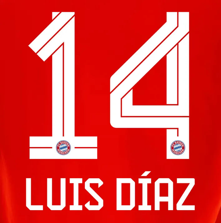 Bayern Munich 2025/26 Home LUIS DIAZ #14 Official Name Set