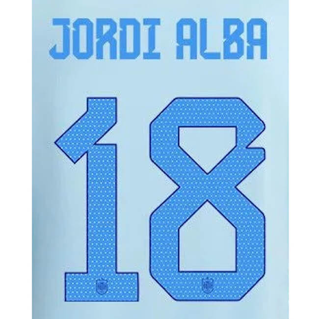Spain 2022-23 Away J. Alba #18 Jersey Name Set (Back)