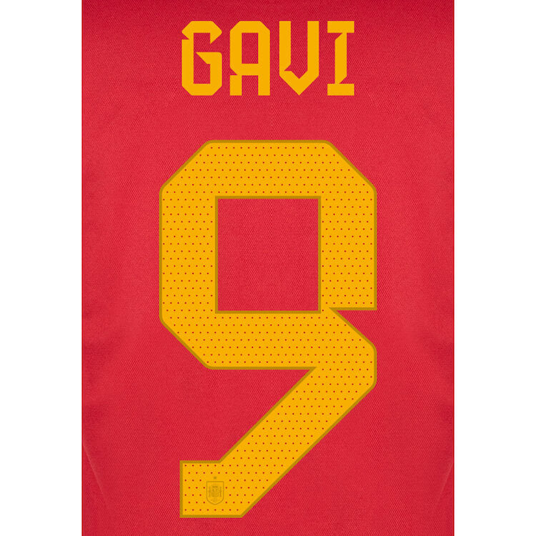Spain 2022-23 Home Gavi #9 Youth Jersey Name Set (Back)