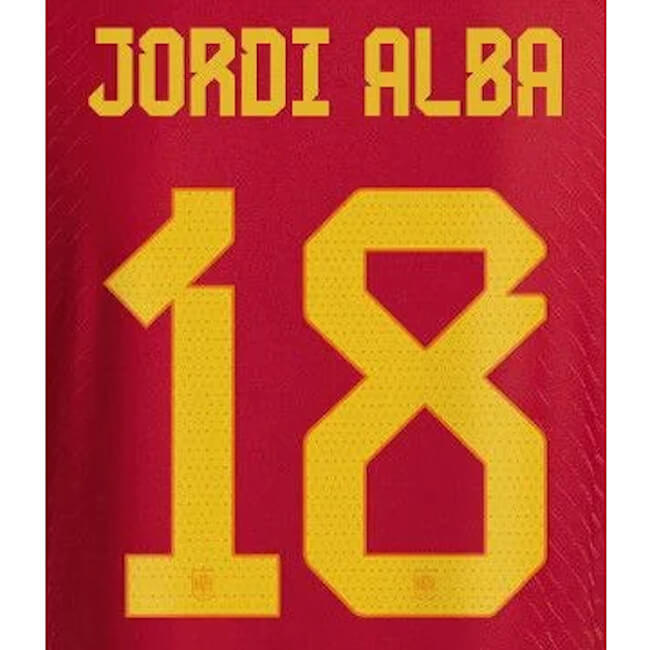 Spain 2022-23 Home J. Alba #18 Jersey Name Set (Back)