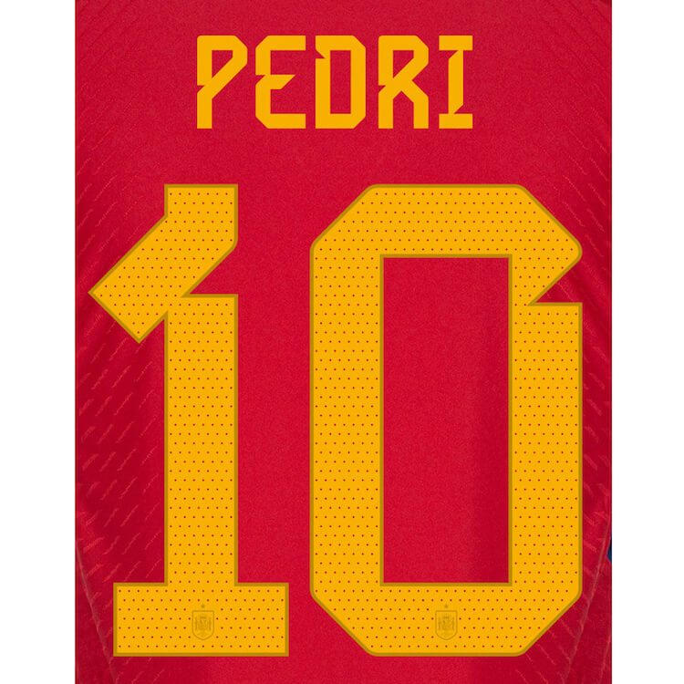 Spain 2022-23 Home Pedri #10 Jersey Name Set (Back)