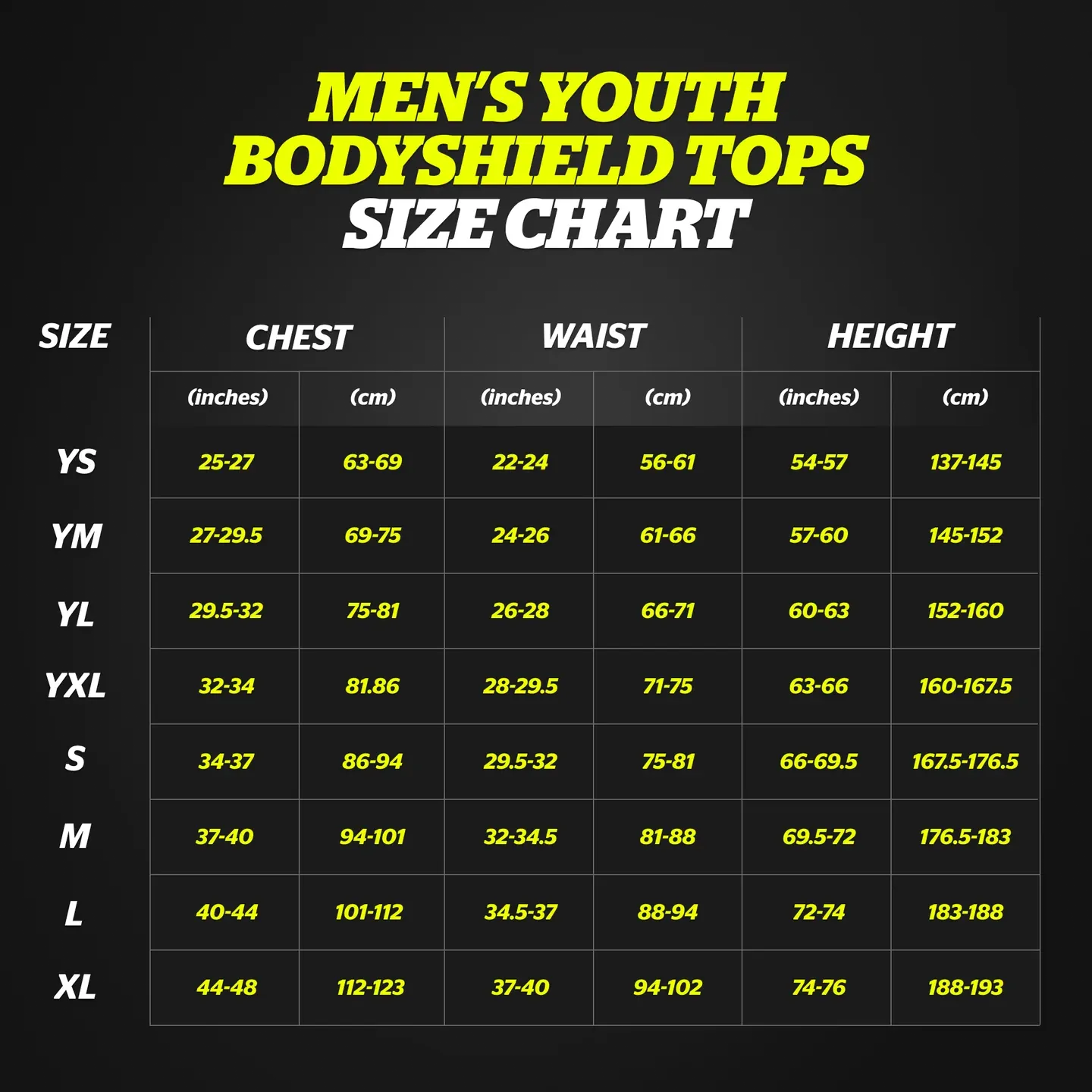 Storelli Youth Bodyshield Goalkeeper 3_4 Undershirt (Size Guide)