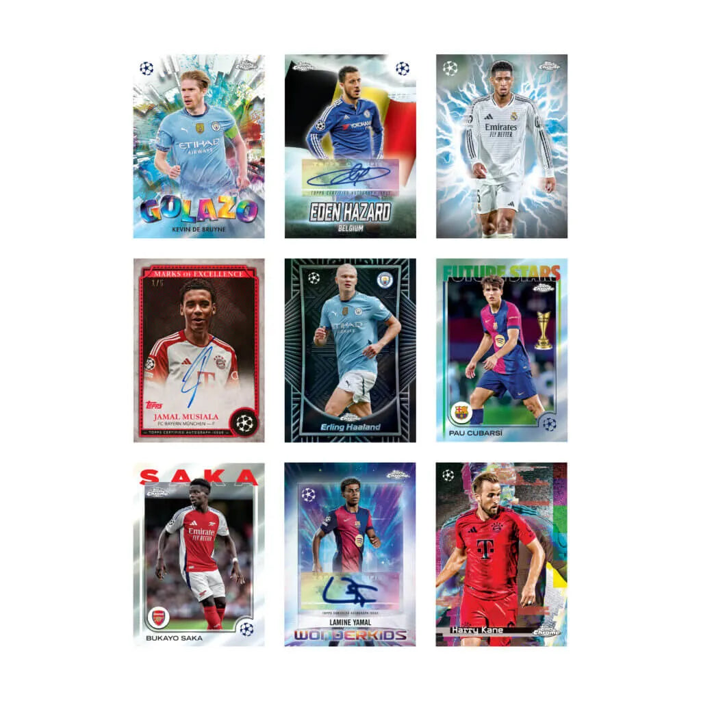 Topps 2024-25 Chrome UEFA Club Competitions Cards Hobby PACK (4 Cards Each) (Cards)