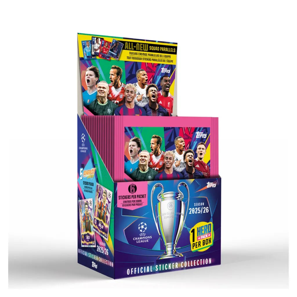 Topps 2025-26 UEFA Champions League Stickers BOX (50 Packs Each) (Lateral - Front)