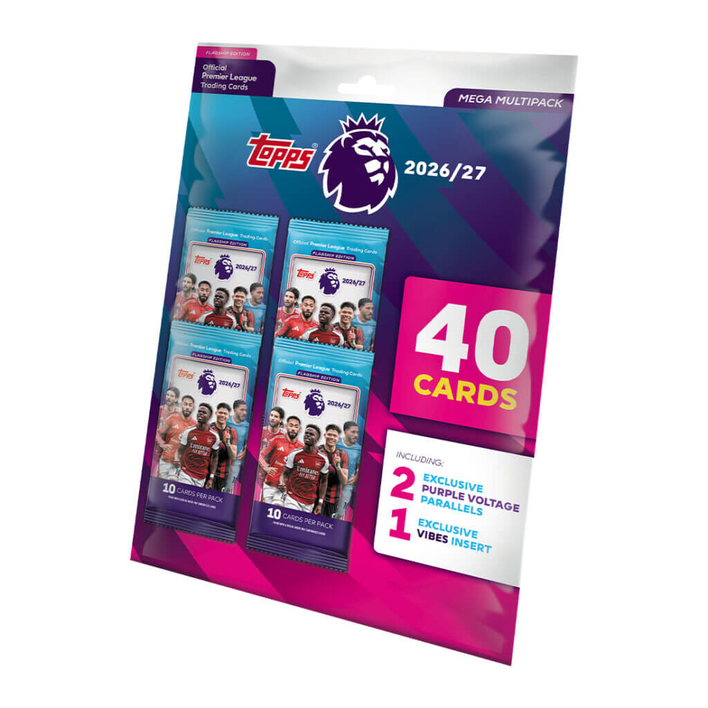 Topps 2026-27 Premier League Flagship Cards Mega Multipack (40 Cards + 3 Exclusives) (Front)
