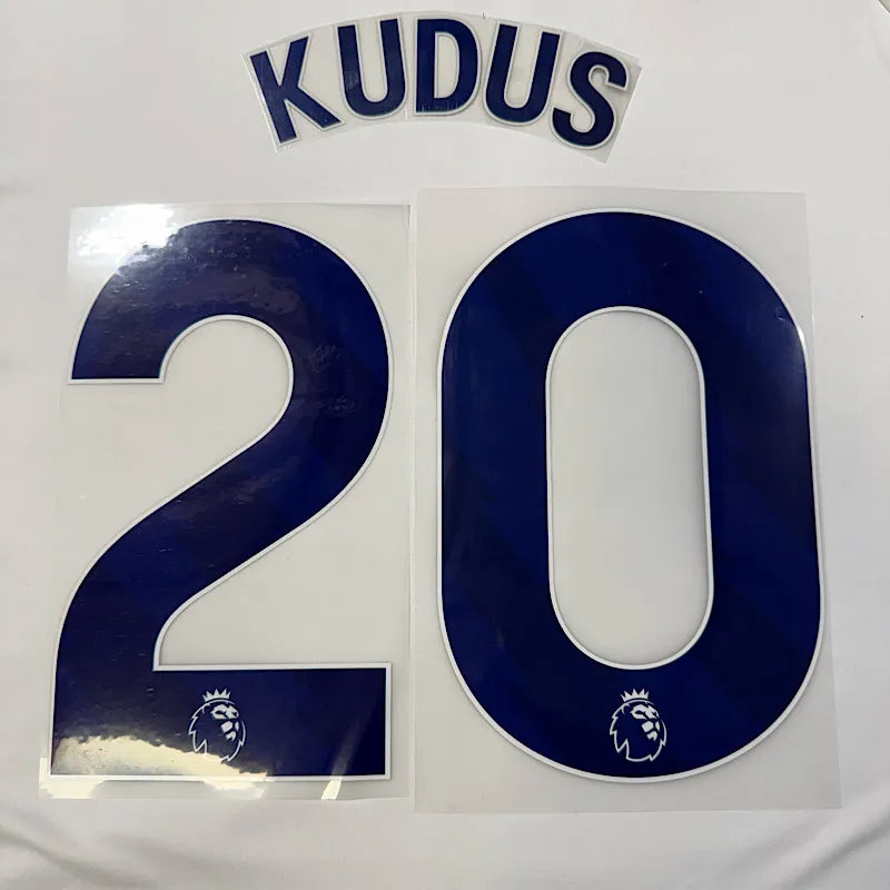 Tottenham 2025-Home KUDUS #20 Jersey Name Set-Navy
