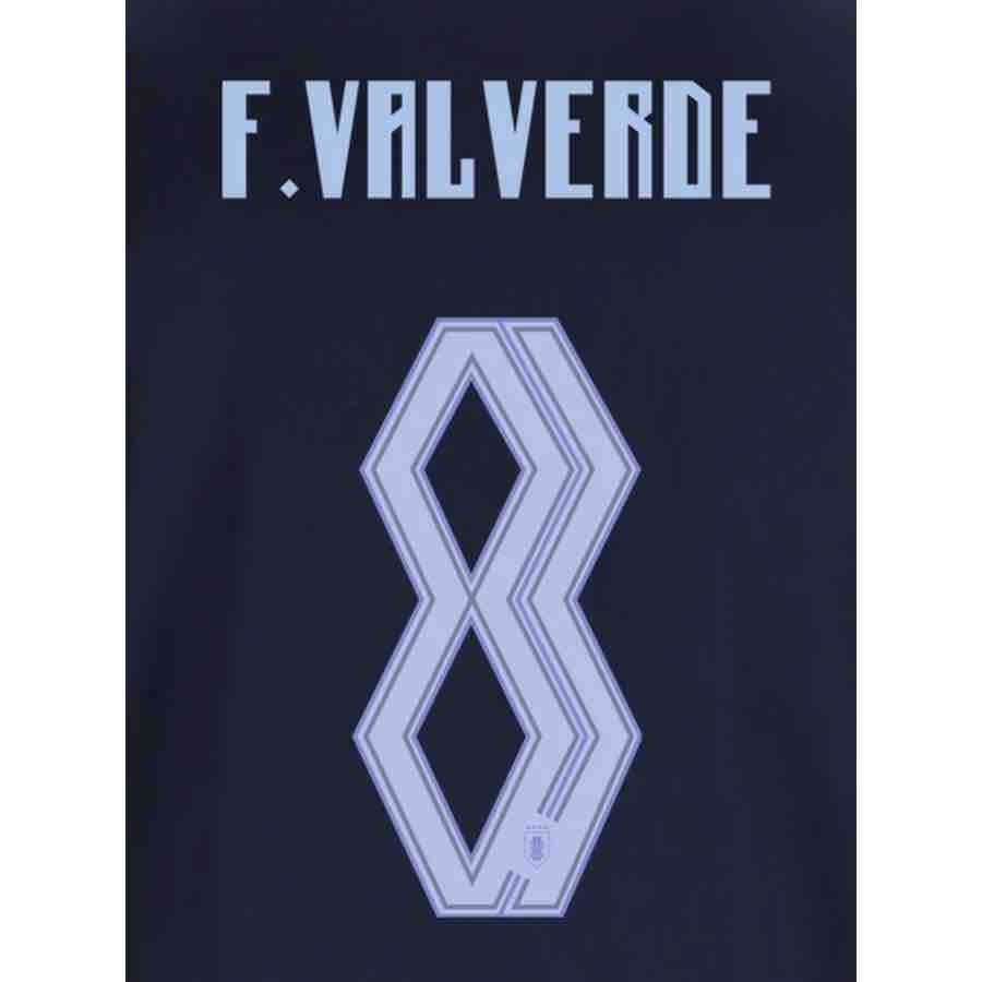Uruguay 2026- Away F.VALVERDE #8 Jersey Name Set (Back)
