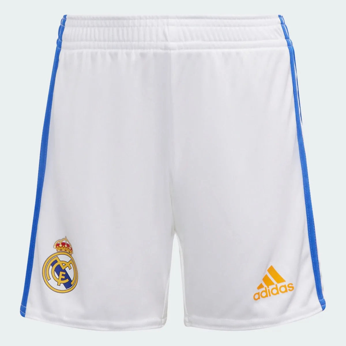 Adidas 2021-22 Real Madrid Home MINI Kit - White-Blue-Orange (Shorts - Front)