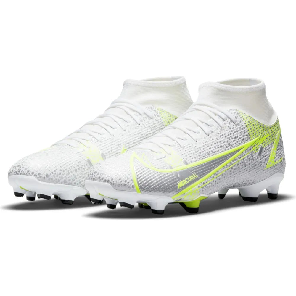 Nike Superfly 8 Academy FG-MG - White-Grey-Volt (Pair - Diagonal)