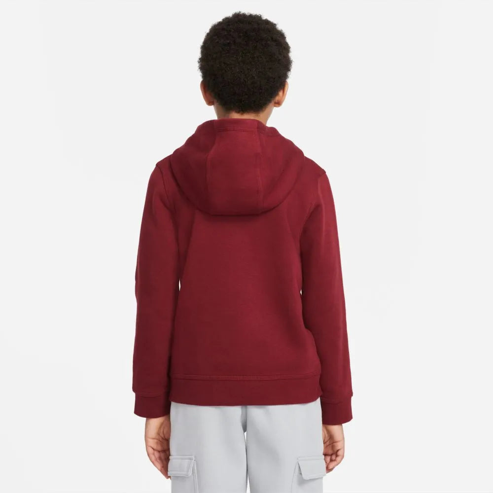 Nike 2021-22 Liverpool Youth Full-Zip Hoodie - Team Red (Model - Back)