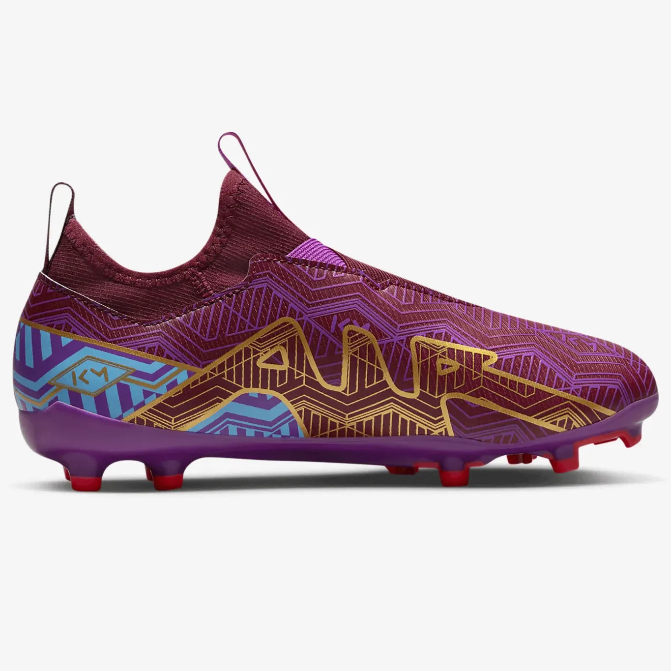 Nike Jr Zoom Vapor 15 Academy KM FG/MG - Dark Beetroot-Gold (Side 2)