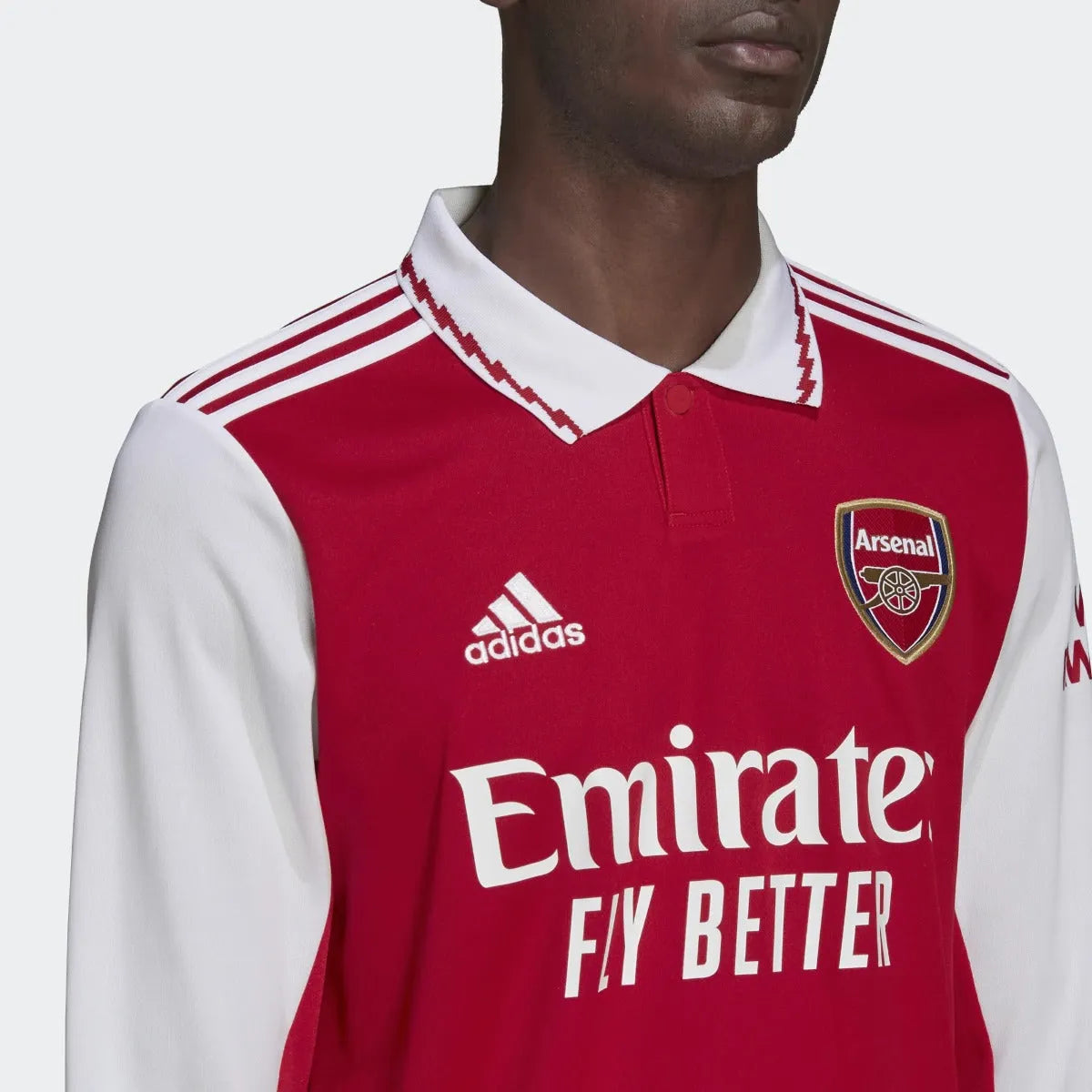 adidas 22-23 Arsenal Home Long Sleeve Jersey - Scarlet-White (Detail 1)