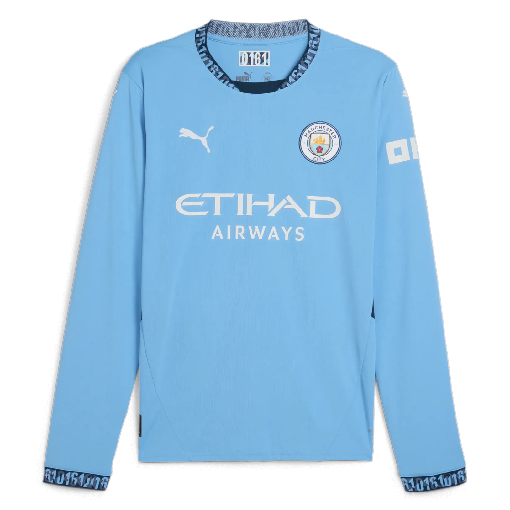 Puma 2024-25 Manchester City Men's Stadium Home Long-Sleeve Jersey (Front)