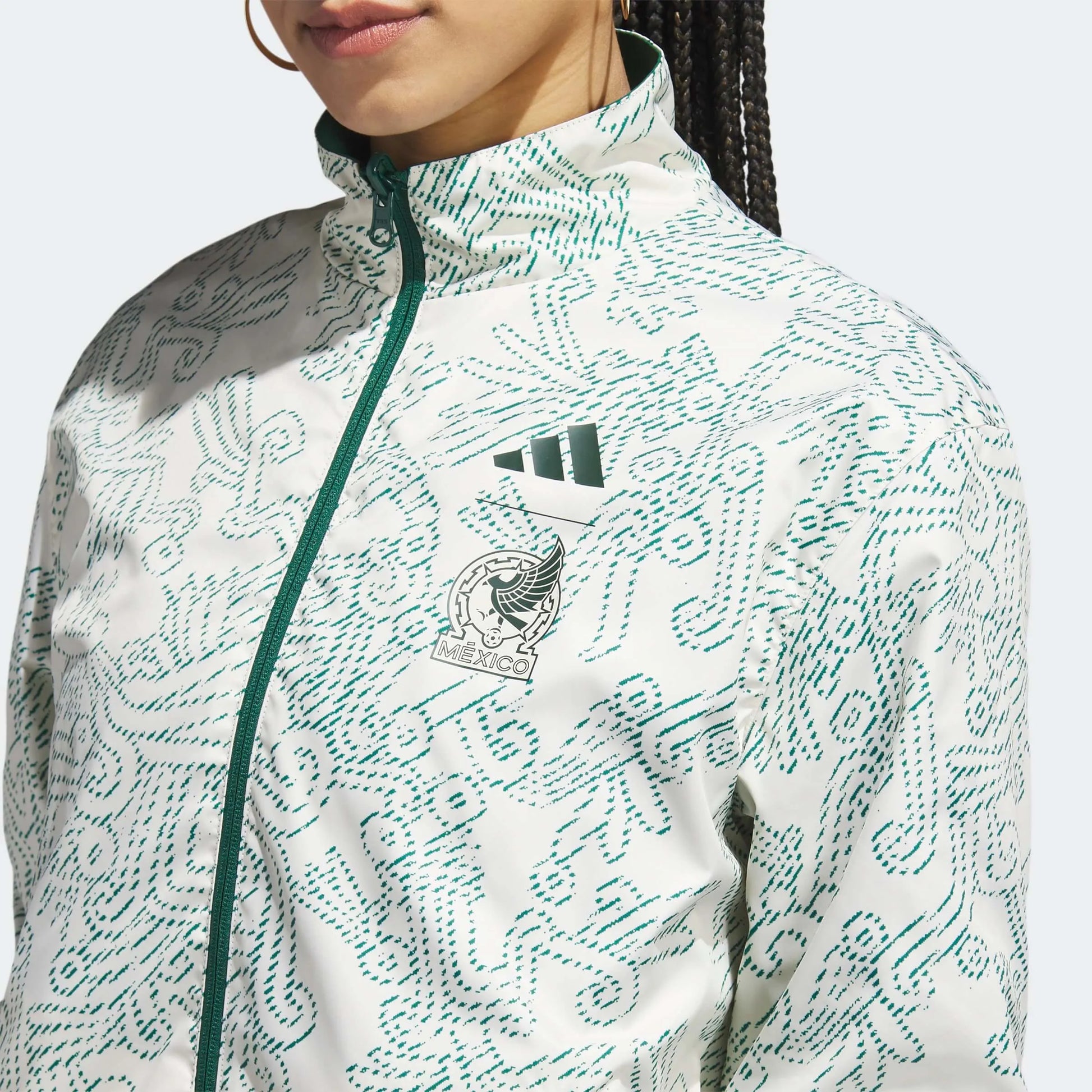 adidas 2022-23 Mexico Women's Anthem Jacket Green (Detail 2)
