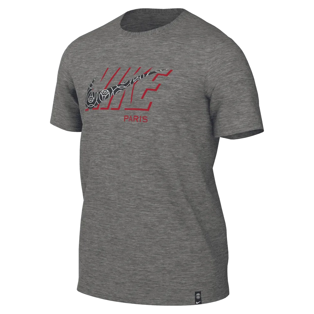 Nike 2023 Paris Saint-Germain Swoosh Tee - Grey-Navy-Red (Front)