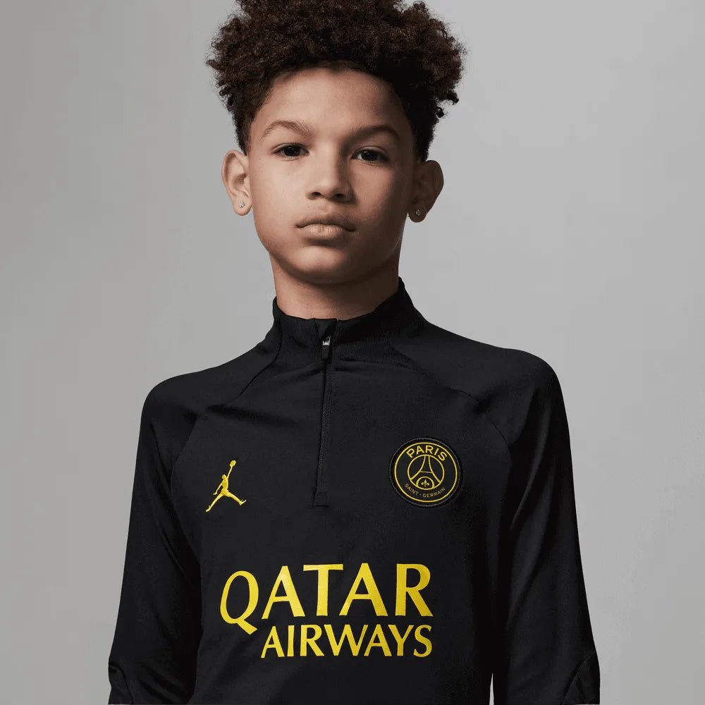 Jordan 2022-23 Youth PSG Strike Drill Top - Black - Yellow (Detail 1)