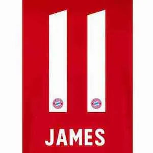 Bayern Munich 2019/21 Home James #11 Jersey Name Set