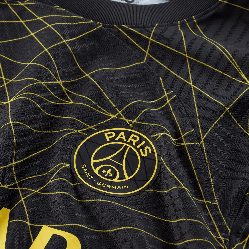 Jordan 2022-23 PSG Authentic Fourth Jersey - Black-Yellow (Detail 4)