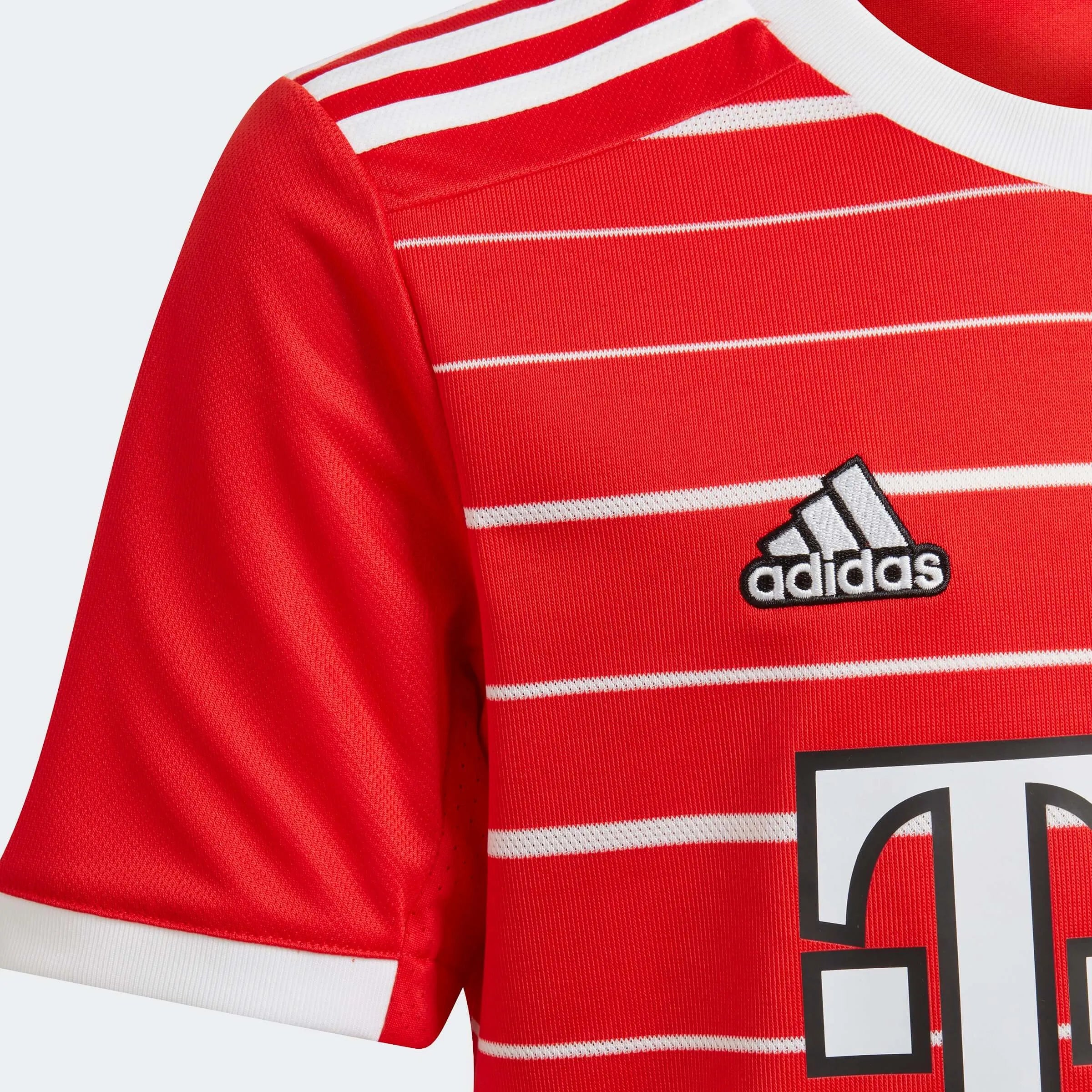 adidas 2022-23 Bayern Munich Youth Home Jersey - Red-White (Detail 2)