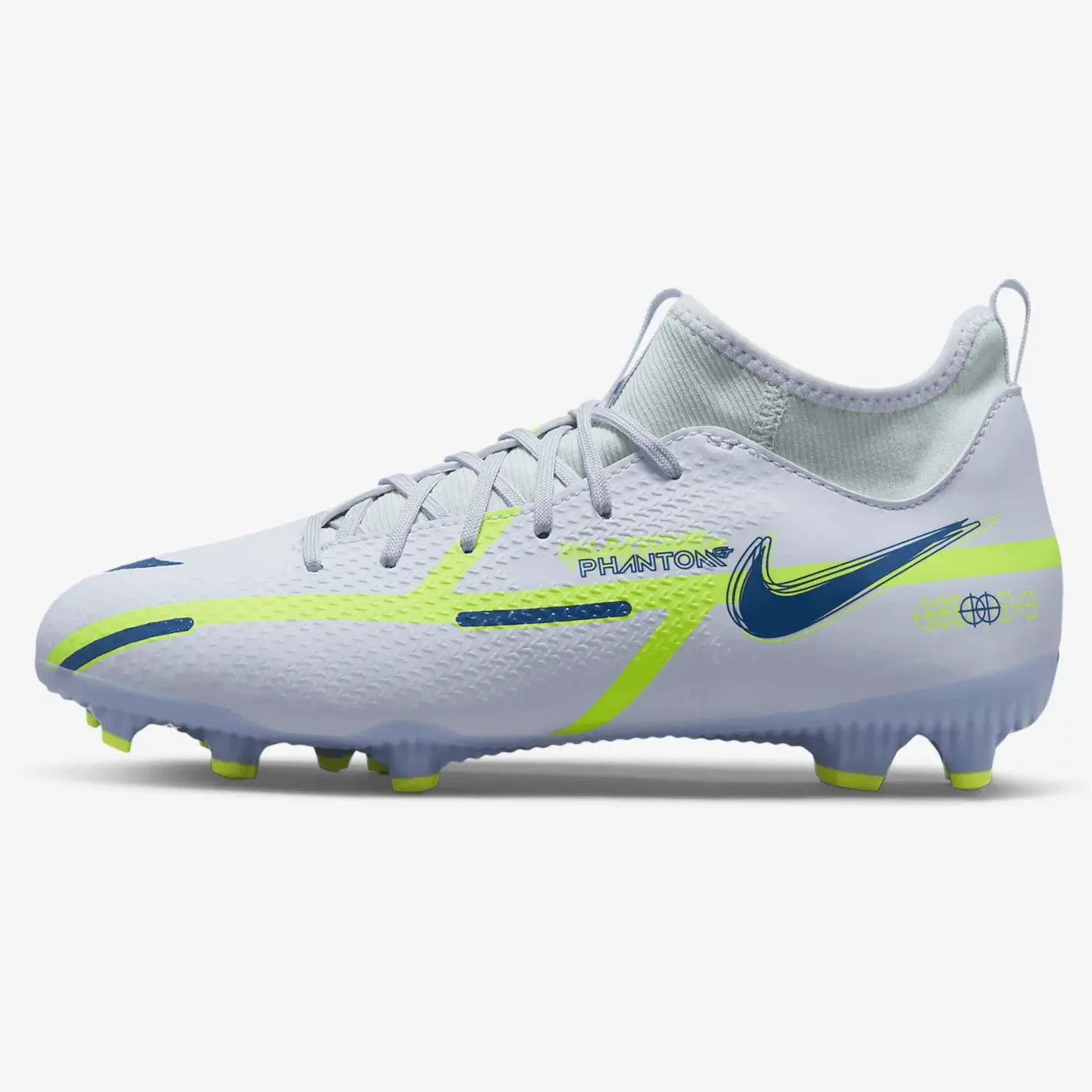 Nike JR Phantom GT2 Academy DF FG-MG - Grey-Blue (Side 1)