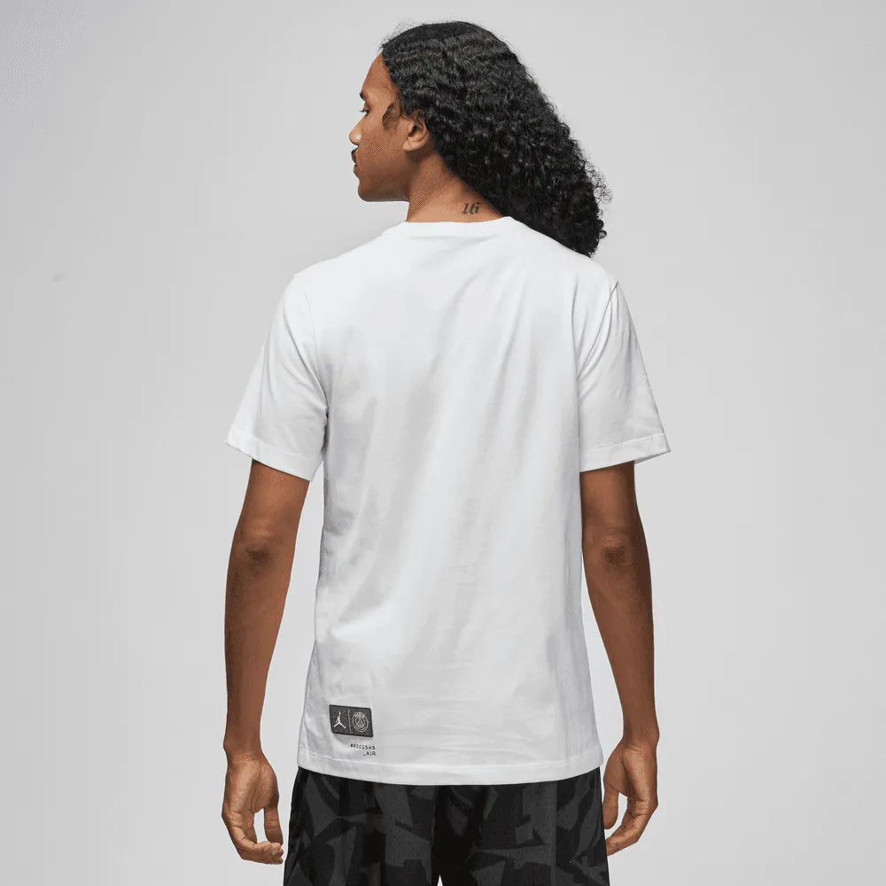 Jordan 2022-23 PSG Wordmark Tee White-Royal (Model - Back)