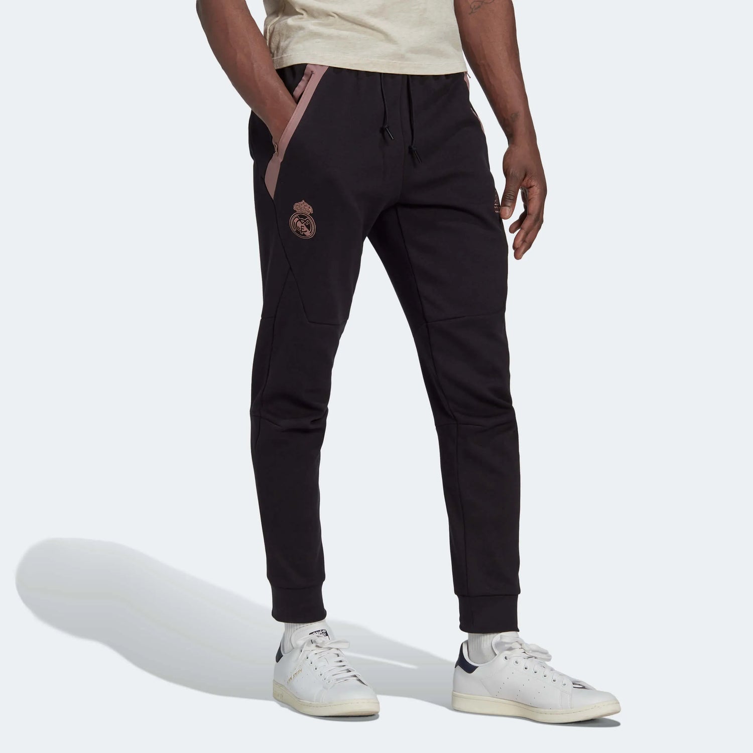 adidas 2022-23 Real Madrid Travel Pants - Black-Pink (Model - Front)
