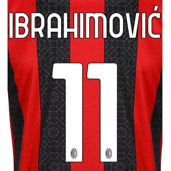 AC Milan 2020/21 Home Ibrahimovic #11 Jersey Name Set