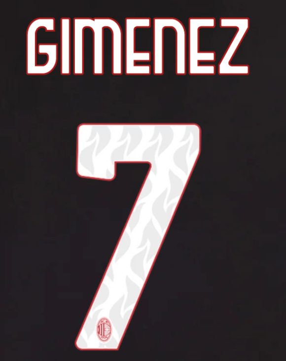 AC Milan 2025/26 Home GIMENEZ #7 Official Name Set
