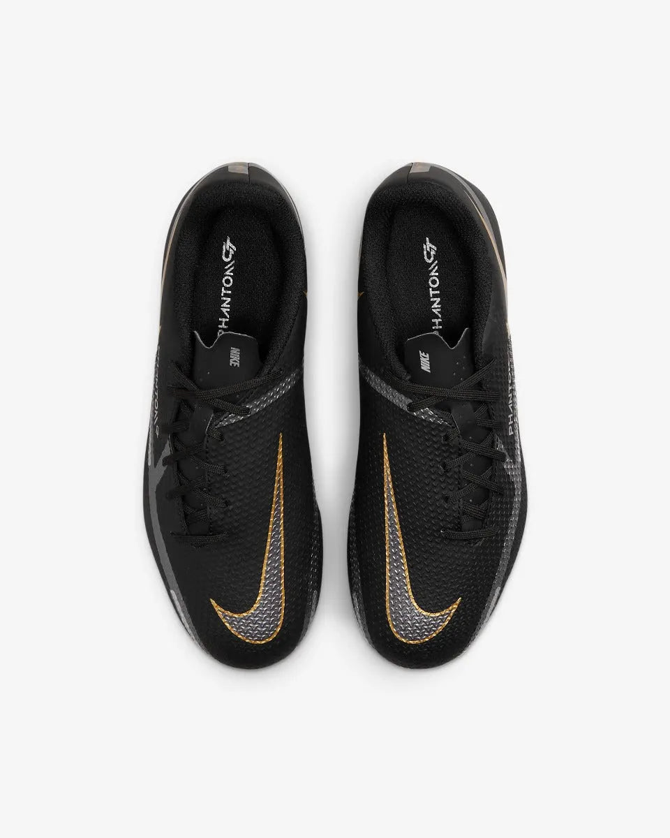 Nike JR Phantom GT2 Academy FG-MG - Black-Dark Grey-Gold (Pair - Top)