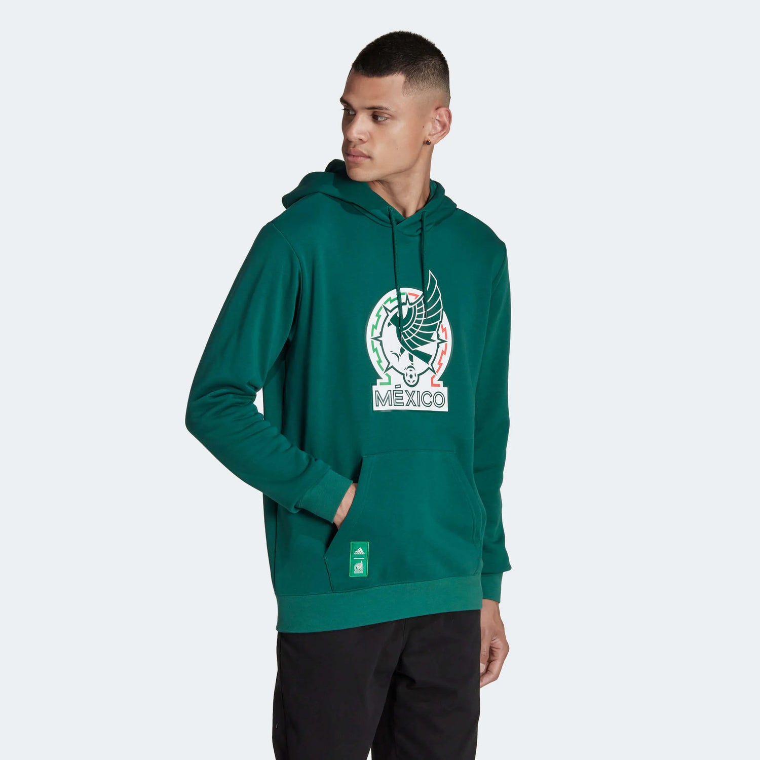 adidas 2022-23 Mexico Graphic Hoodie - Green (Model - Front)
