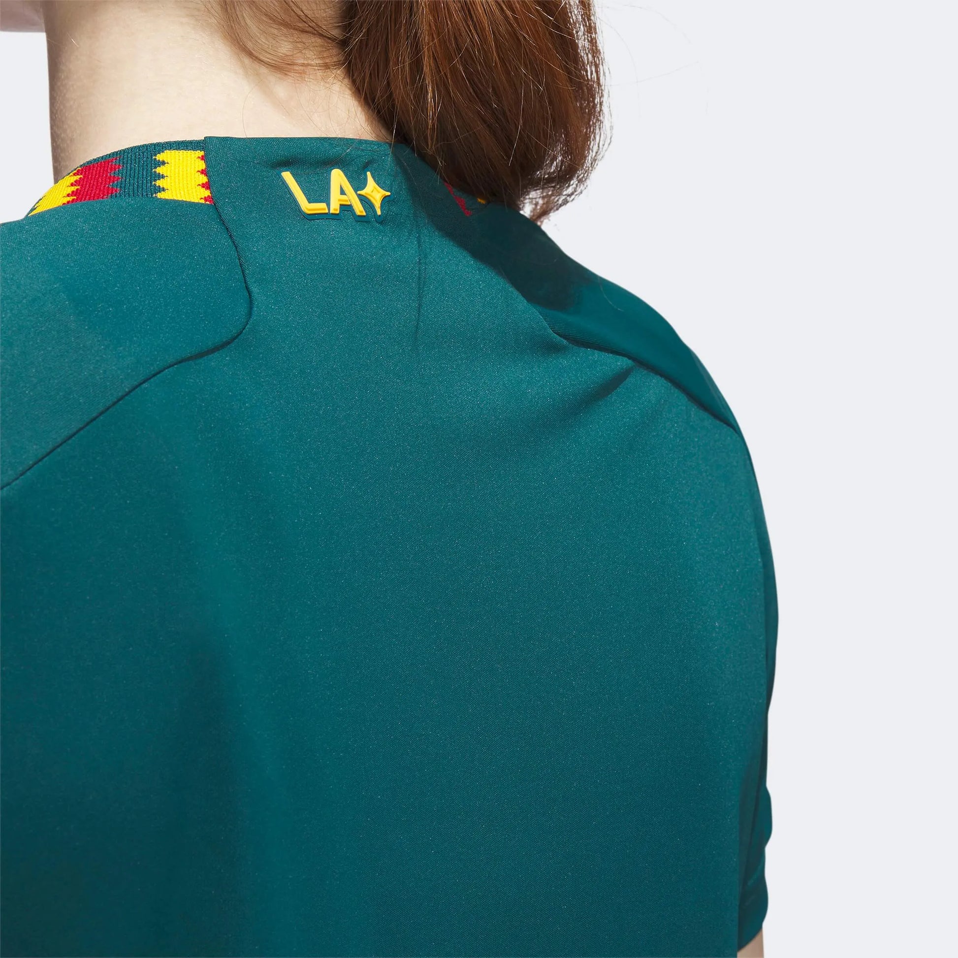 adidas 2023-24 LA Galaxy Women's Away Jersey - Mystery Green-Team Gold (Detail 2)