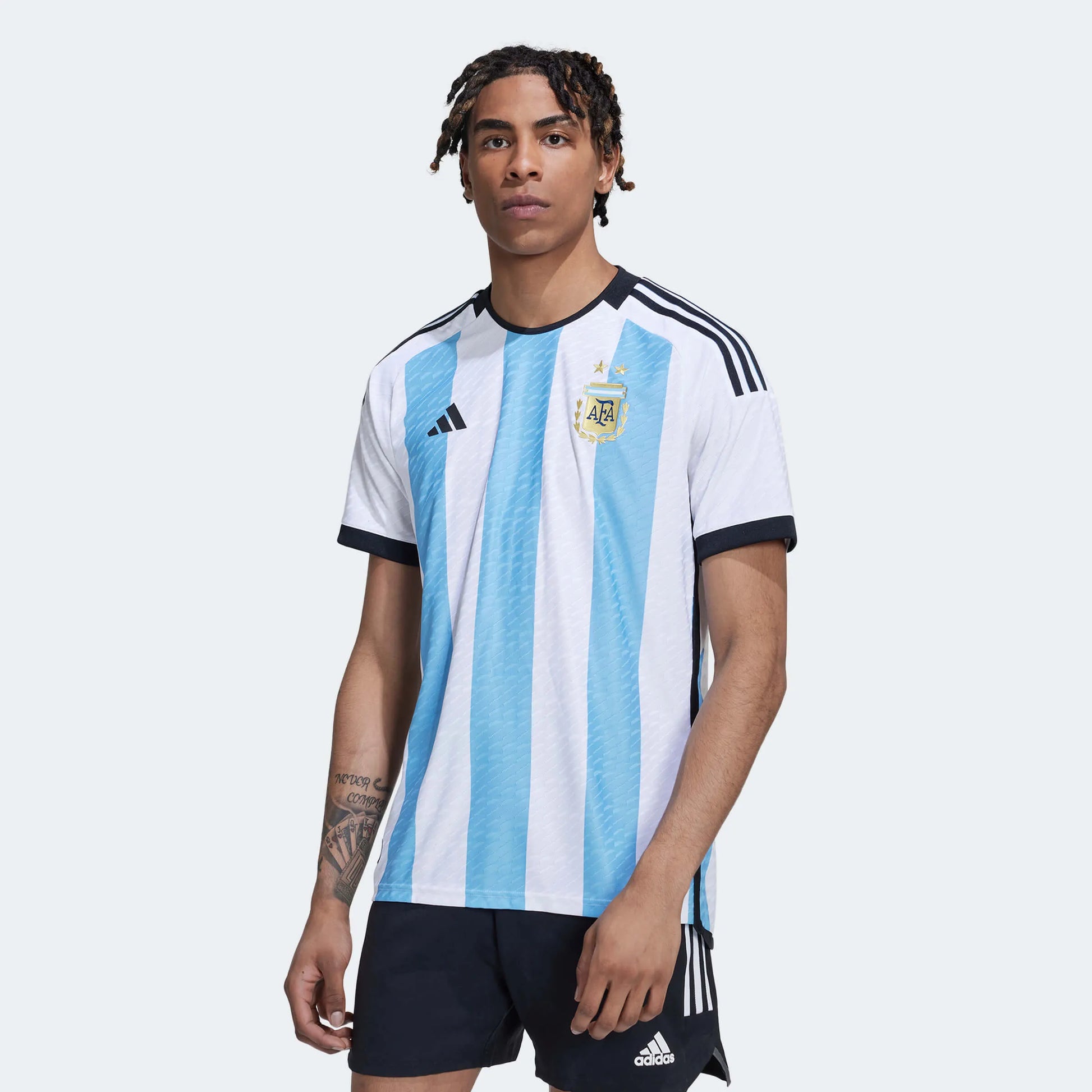 adidas 2022-23 Argentina Authentic Home Jersey - White-Light Blue (Model - Front)