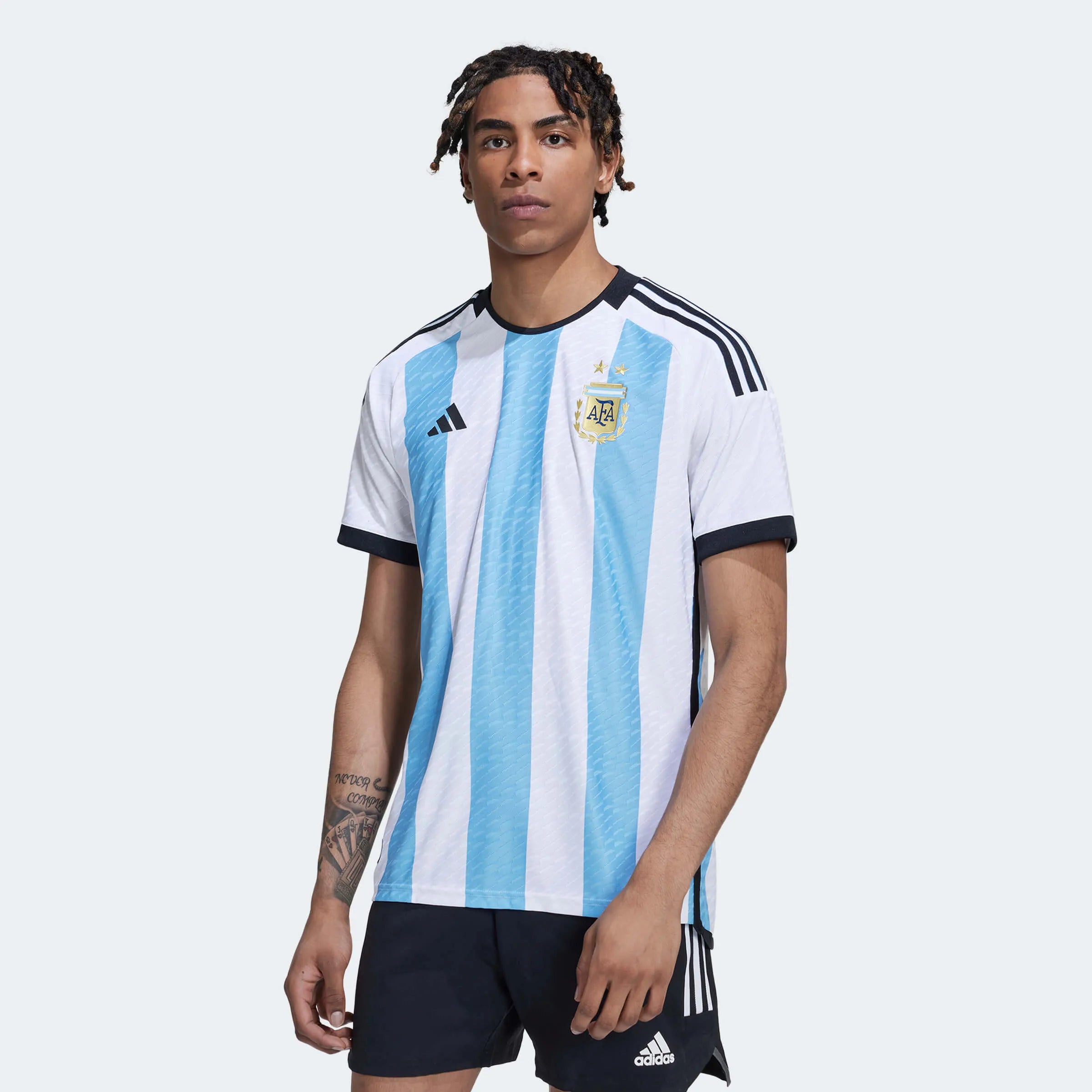 adidas 2022-23 Argentina Authentic Home Jersey - White-Light Blue (Model - Front)