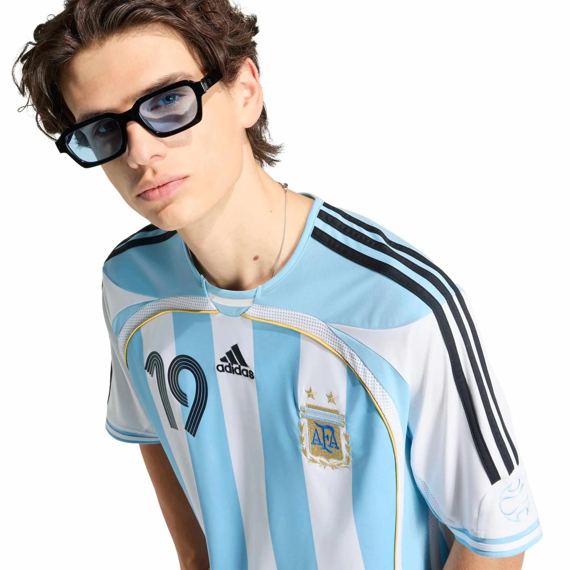 adidas 2006 Argentina Men's Retro Stadium Home Messi #19 Soccer