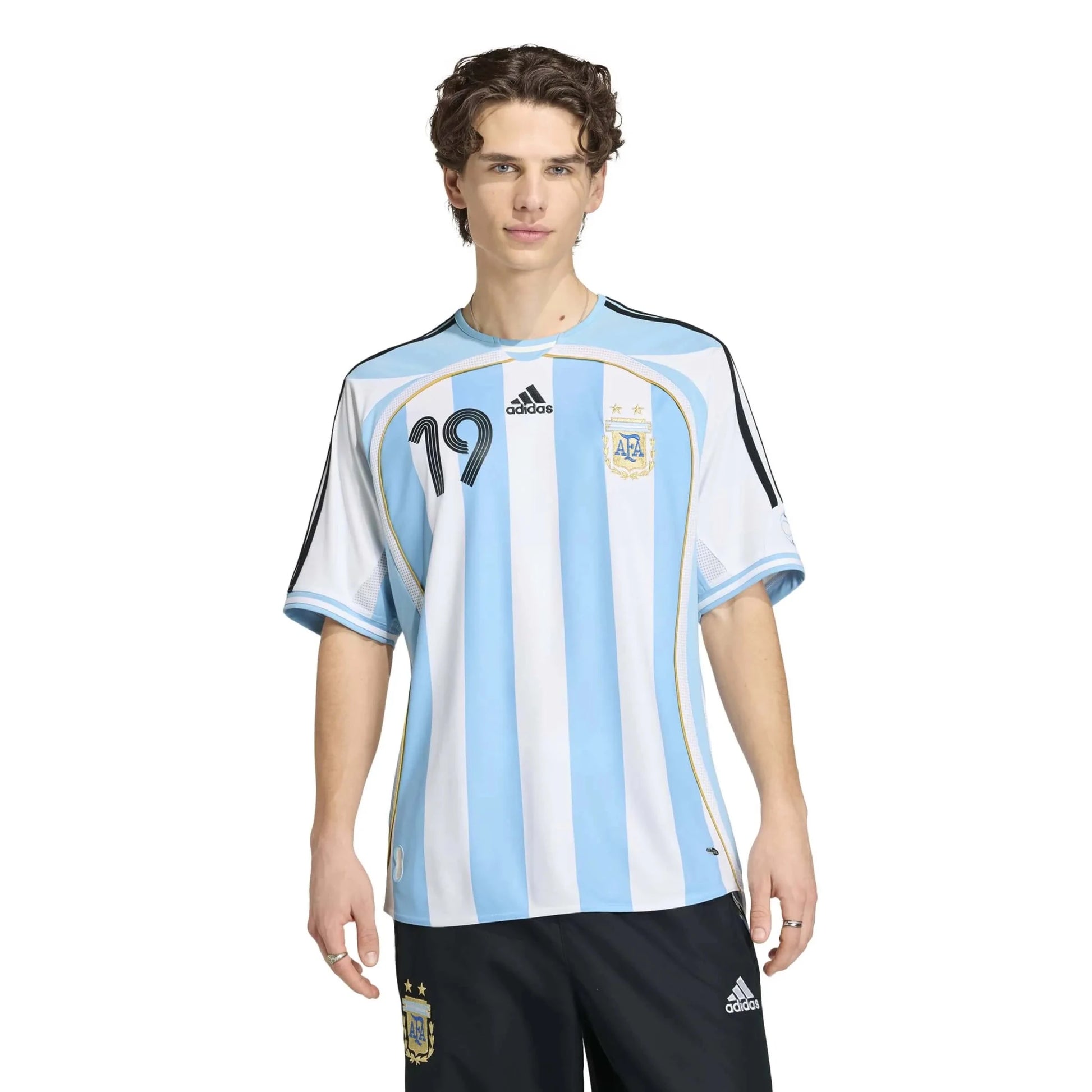 adidas 2006 Argentina Men's Retro Stadium Home Messi #19 Soccer