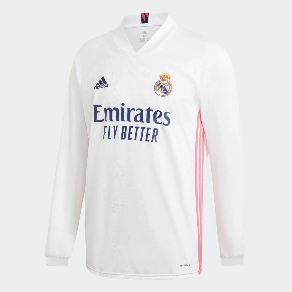 Adidas 2020-21 Real Madrid Home Long-Sleeve Jersey - White-Pink