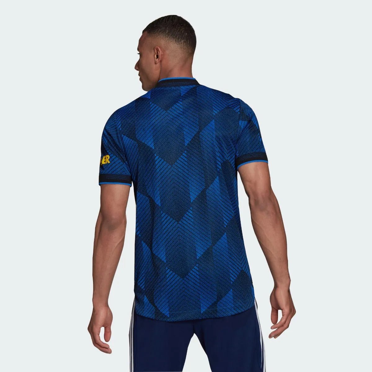 Adidas 2021-22 Manchester United Third Authentic Jersey - Glow Blue-Yellow