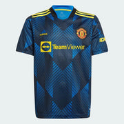 Adidas 2021-22 Manchester United Youth Third Jersey - Glow Blue-Yellow