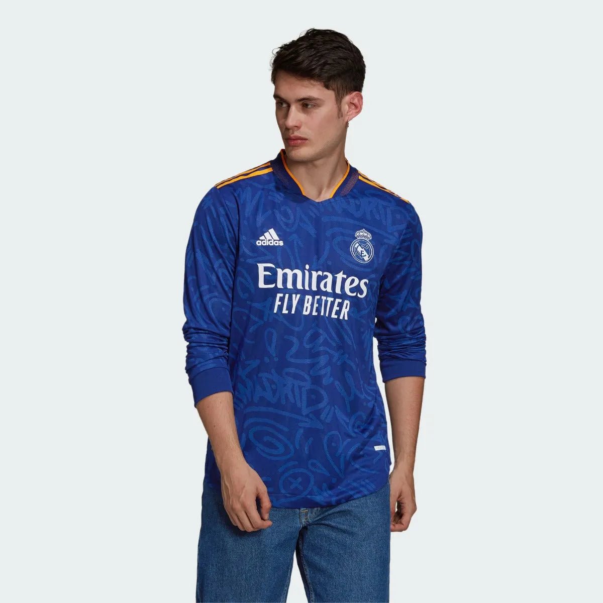 Adidas 2021-22 Real Madrid Away Authentic Long-Sleeve Jersey - Victory Blue