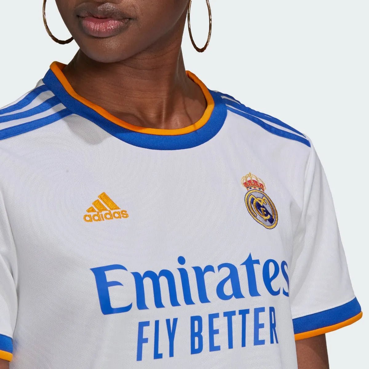 Adidas 2021-22 Real Madrid Women Home Jersey - White-Blue-Orange